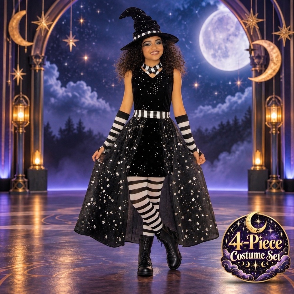 Girls XL (14/16) Celestial Witch Halloween Costume 4-Piece Set Way to Celebrate